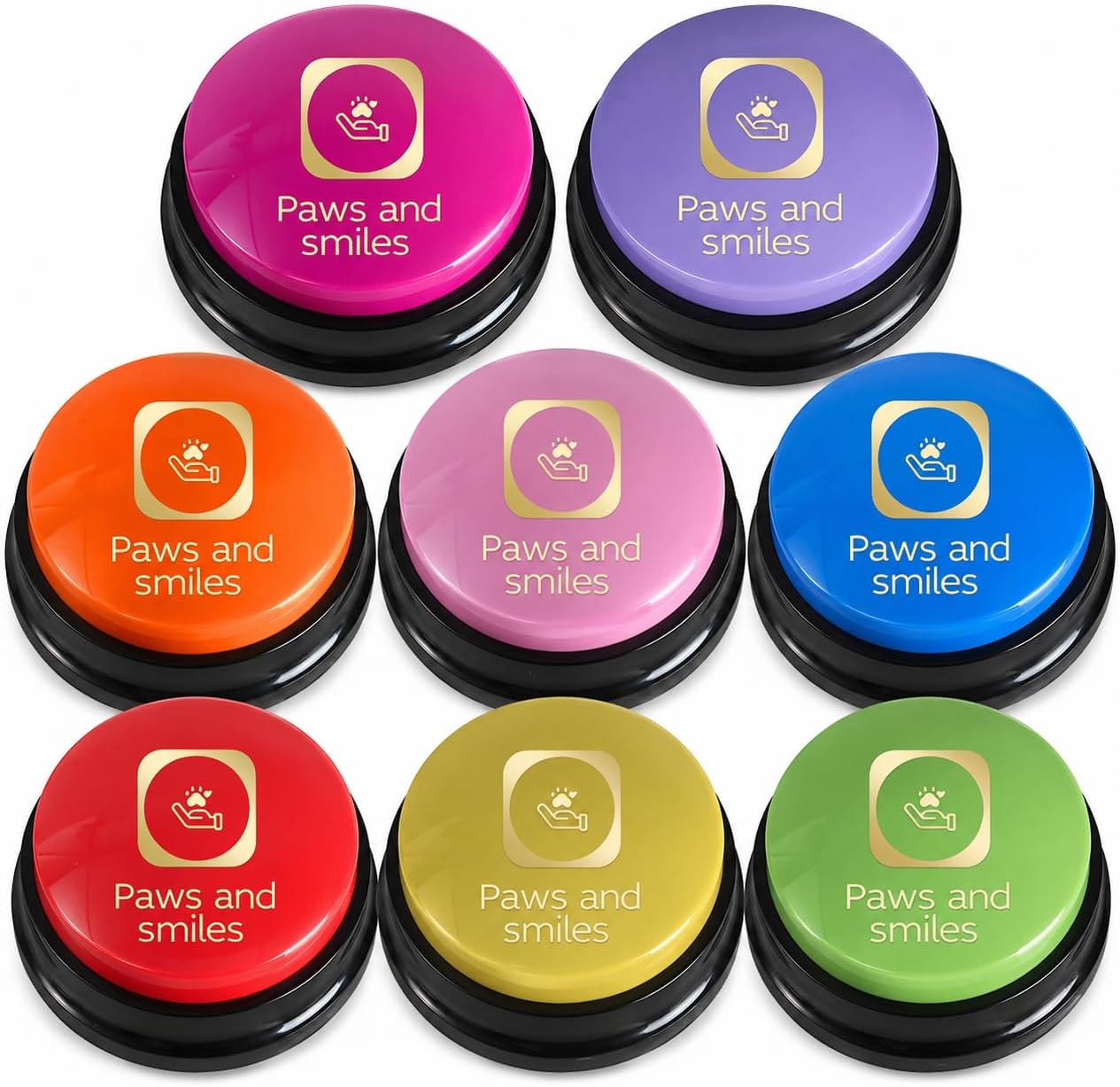Pet Talking Buttons 8-Pack | Recordable Communication Buttons for Dogs & Cats