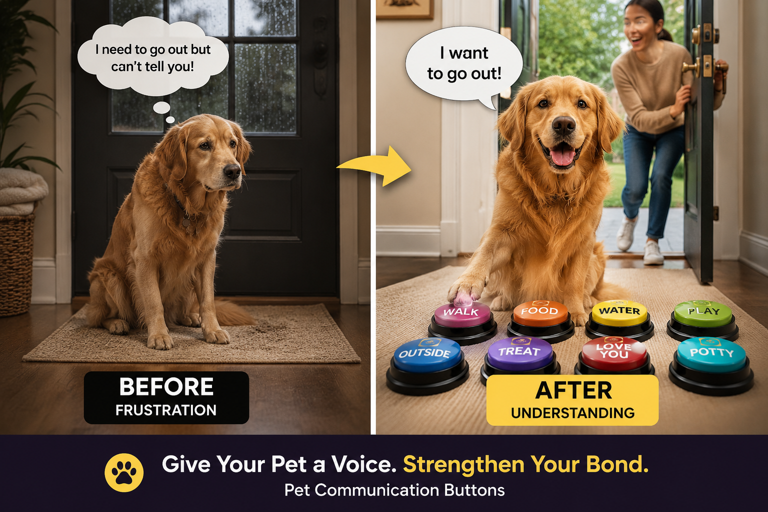 Pet Talking Buttons 8-Pack | Recordable Communication Buttons for Dogs & Cats