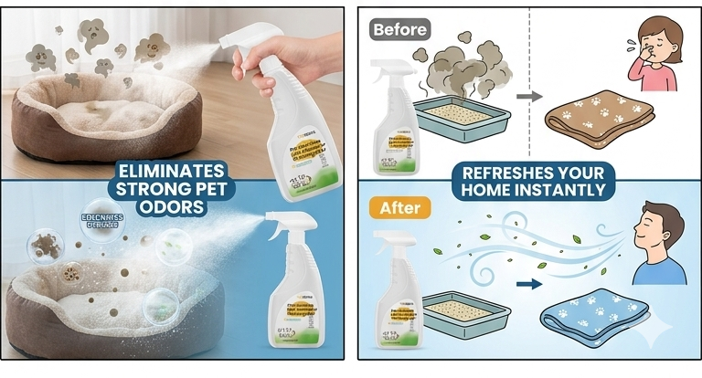 Pet Odor Eliminator Spray | Enzyme Cleaner for Dog & Cat Urine, Stains & Smells