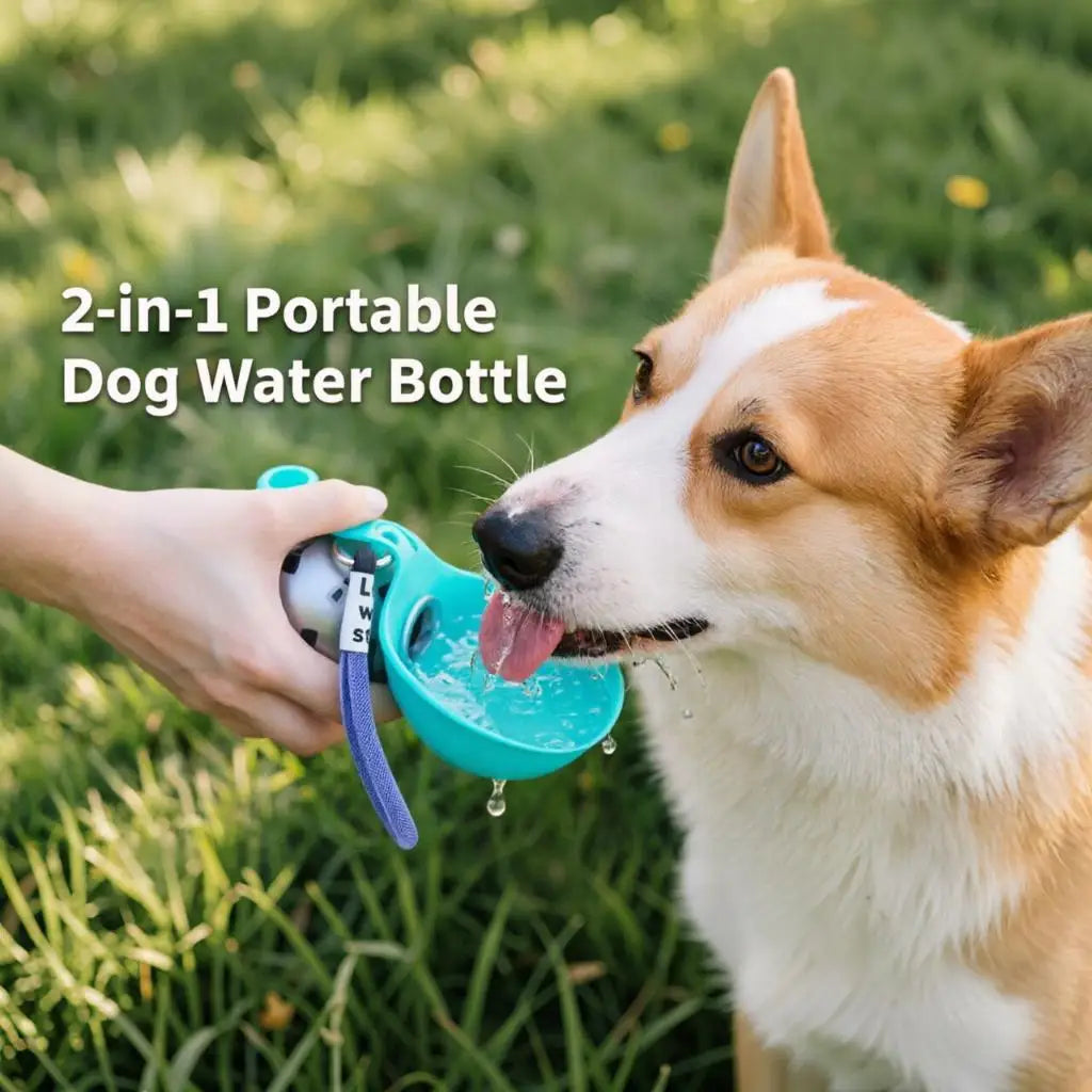 Dog Water Bottle with Silicone Bowl | Leak-Proof & Portable