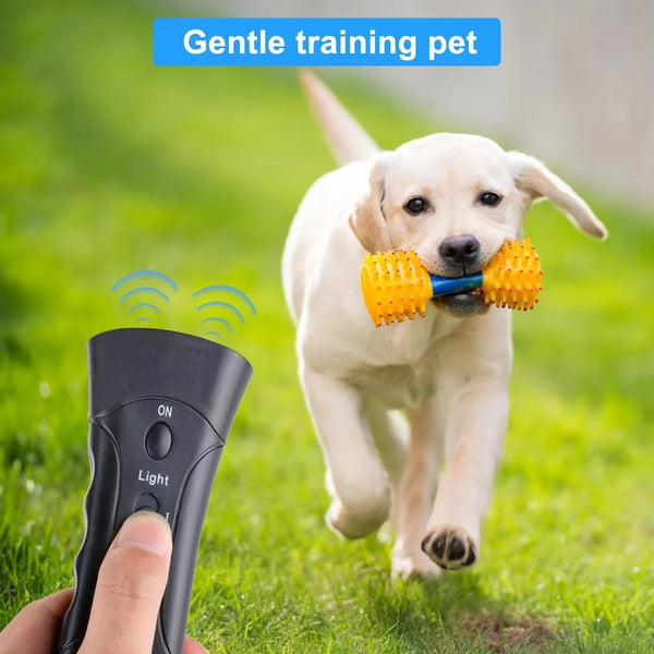Ultrasonic Dog Repeller & Anti-Bark Trainer | LED, Portable, No Battery Needed