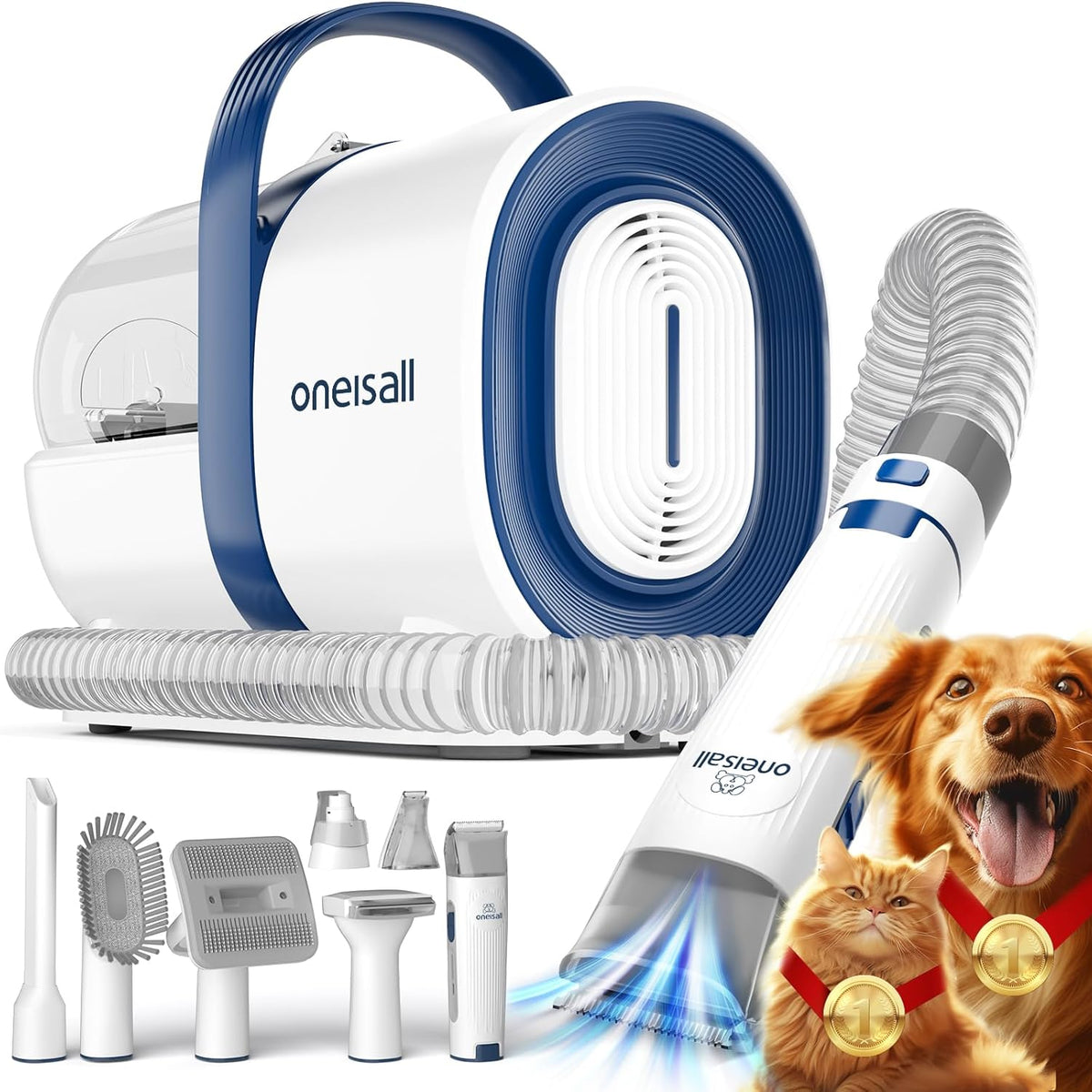Pet Grooming Vacuum Kit 7-in-1 | Dog & Cat Deshedding & Clipper Set
