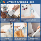 Pet Grooming Vacuum Kit 7-in-1 | Dog & Cat Deshedding & Clipper Set